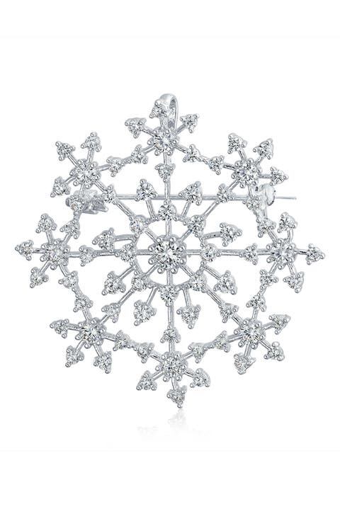 Large Holiday CZ Brooch