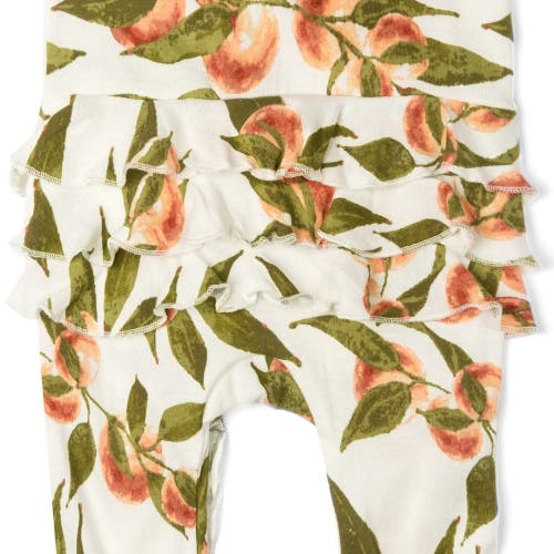 Milkbarn Organic Cotton Ruffle Zipper Footed Romper In Orange