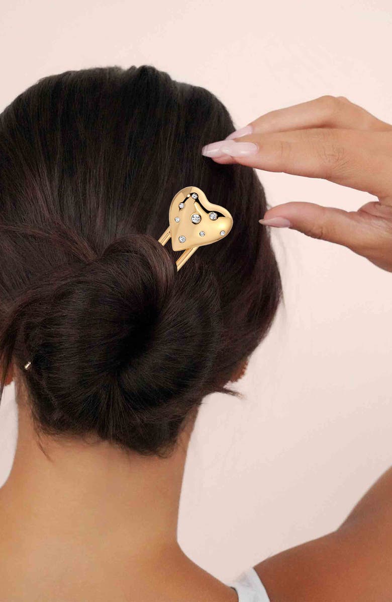 Ettika Love Heart Embellished Hairpin, Alternate, color, Gold