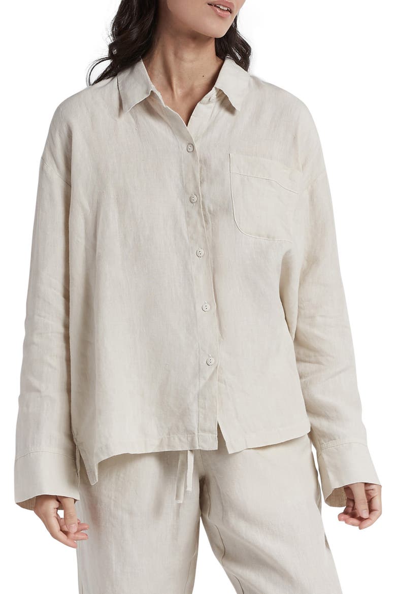 Women's Linen Shirt, Main, color, BONE