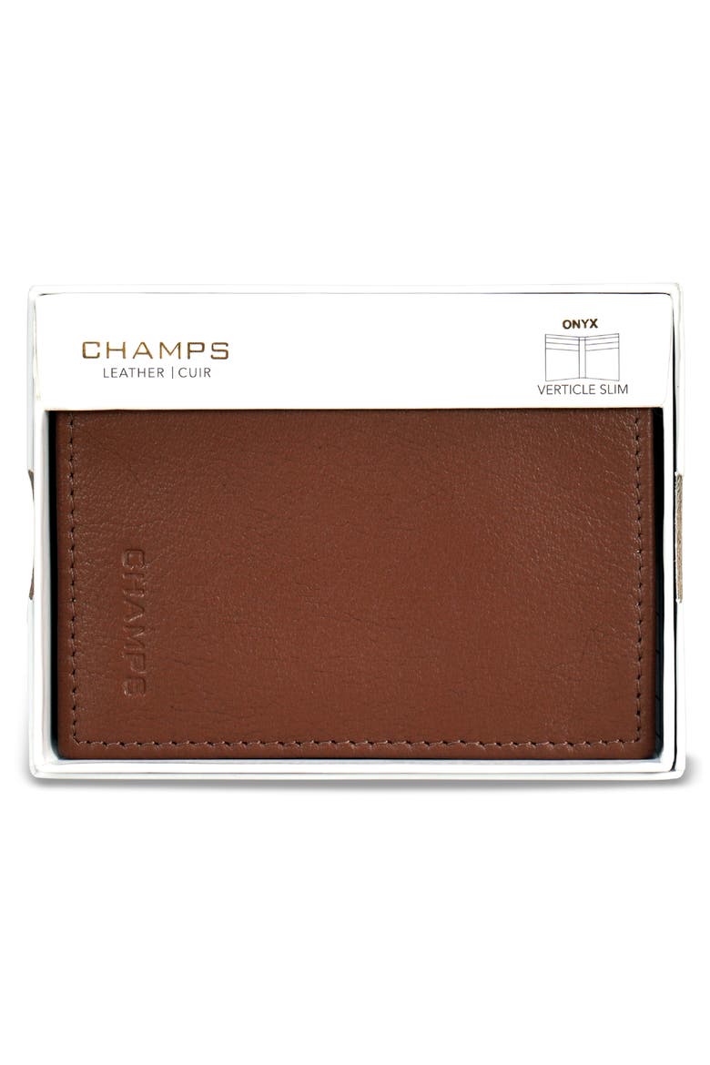 Onyx Leather RFID Vertical Slim Wallet, Alternate, color, BROWN