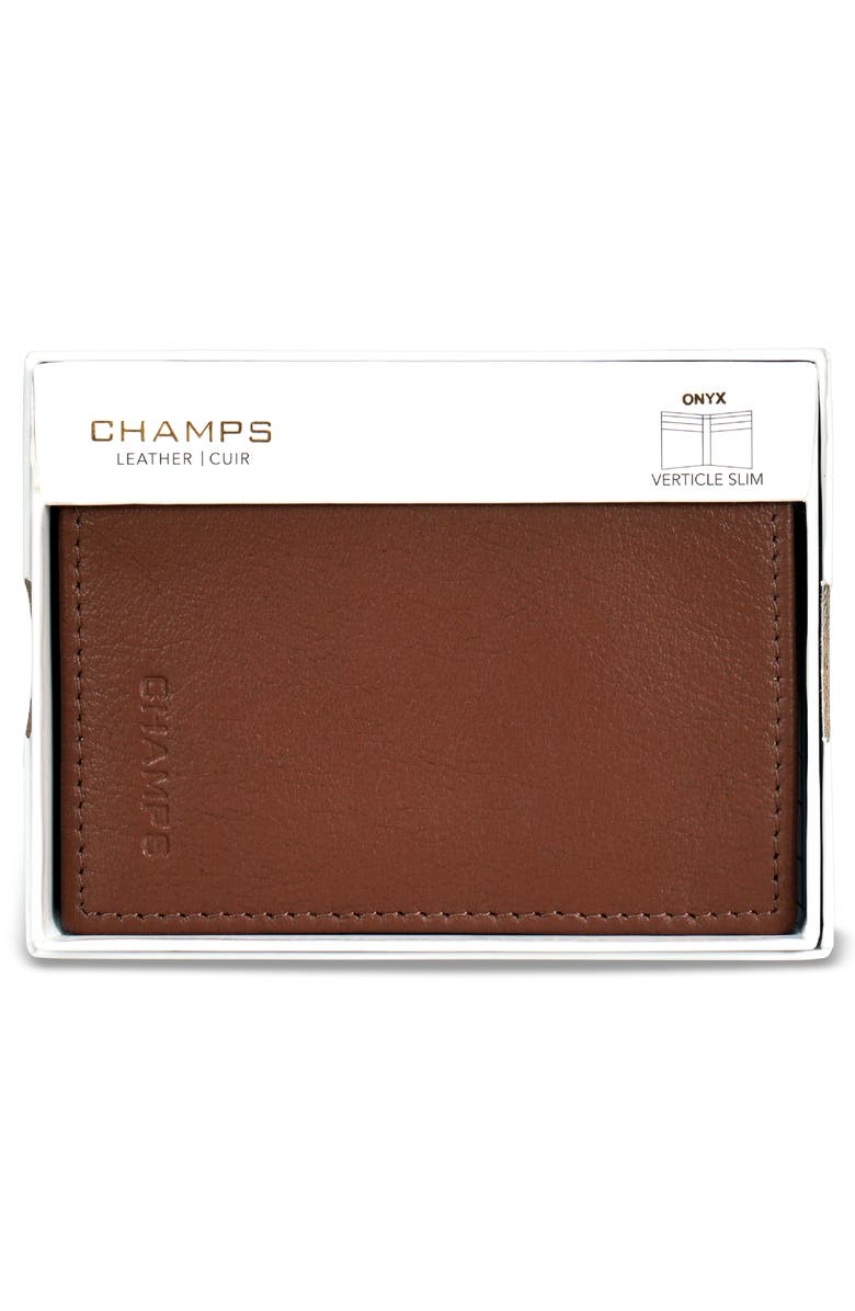 CHAMPS Onyx Leather RFID Vertical Slim Wallet, Alternate, color, Brown