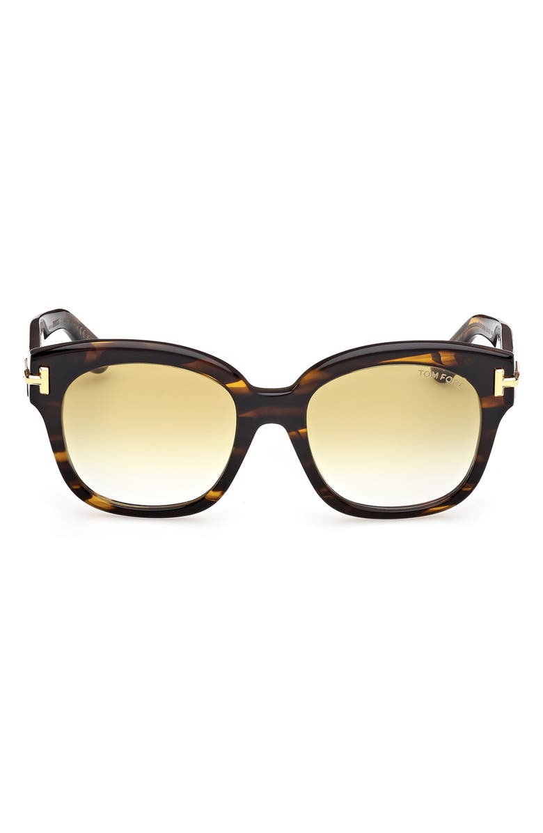 TOM FORD 55mm Icon Square Gradient Sunglasses, Main, color, Striped Brown / Amber / Olive