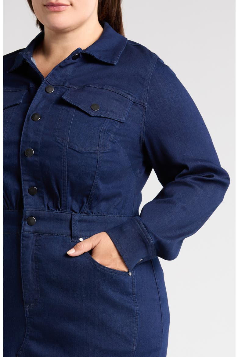 Dakota Long Sleeve Denim Midi Shirtdress, Alternate, color, DARK INDIGO