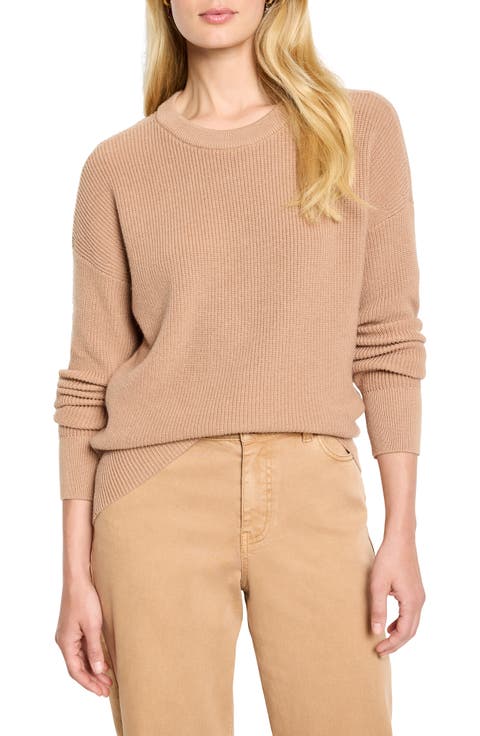 Shaker Stitch Creweck Cotton Blend Sweater