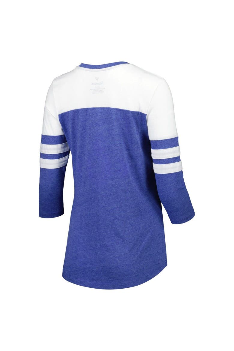 Women's Fanatics Branded Heather Royal New York Mets League Leader Tri-Blend 3/4-Sleeve V-Neck T-Shirt, Alternate, color, Heather Royal