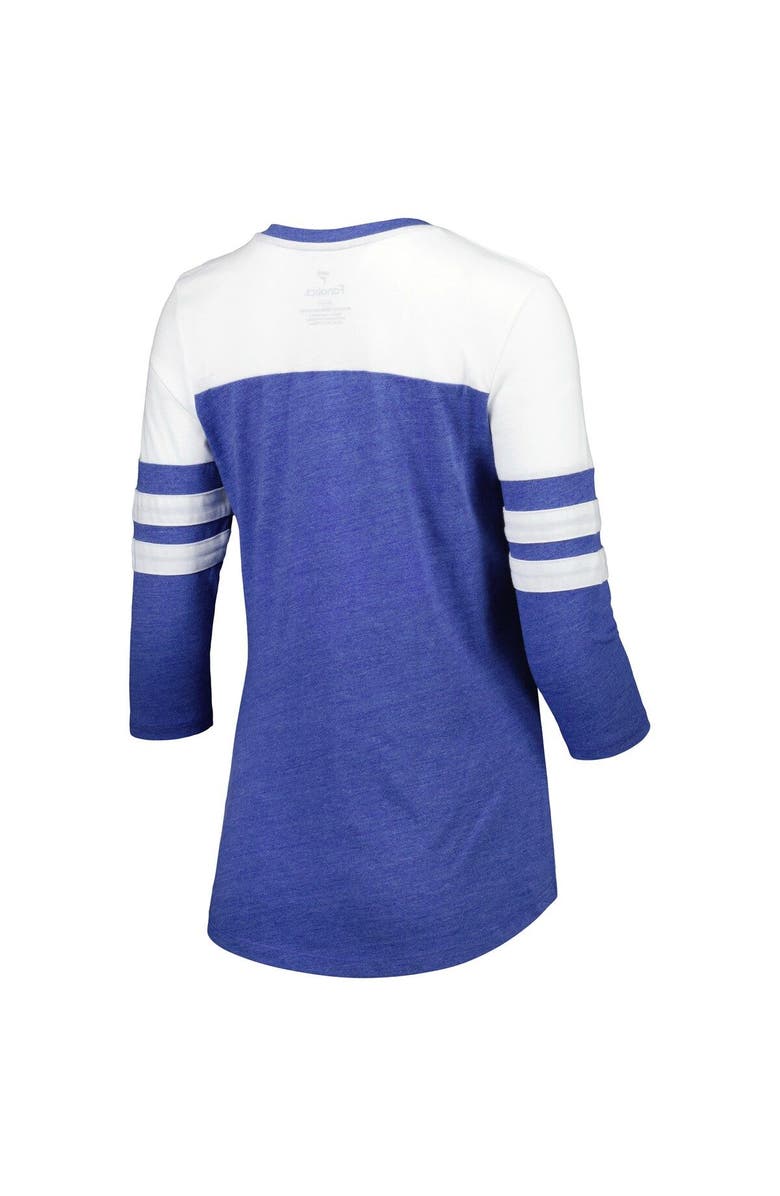 FANATICS Women's Fanatics Branded Heather Royal New York Mets League Leader Tri-Blend 3/4-Sleeve V-Neck T-Shirt, Alternate, color, Heather Royal