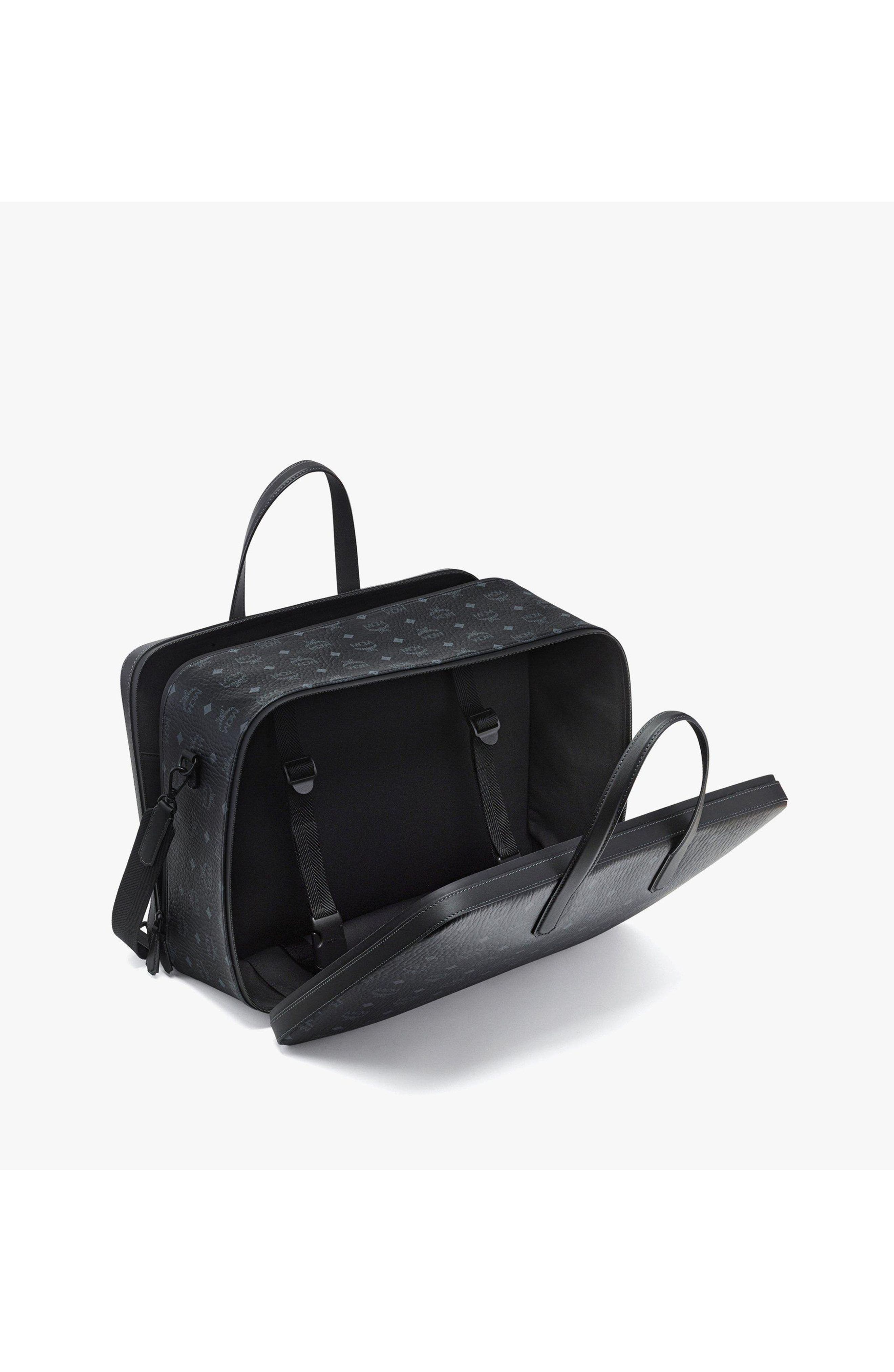 MCM Ottomar Garment Bag in Visetos, Alternate, color, Black