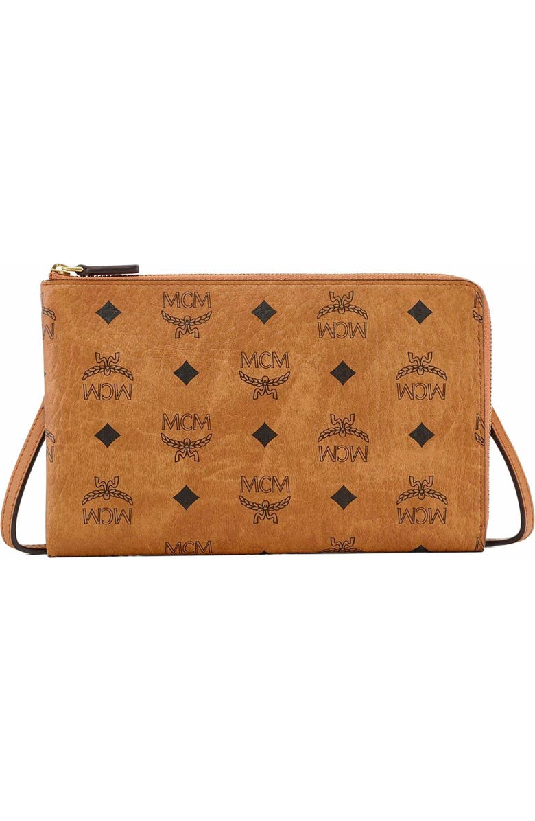 MCM Ottomar Travel Pouch in Visetos, Main, color, Cognac