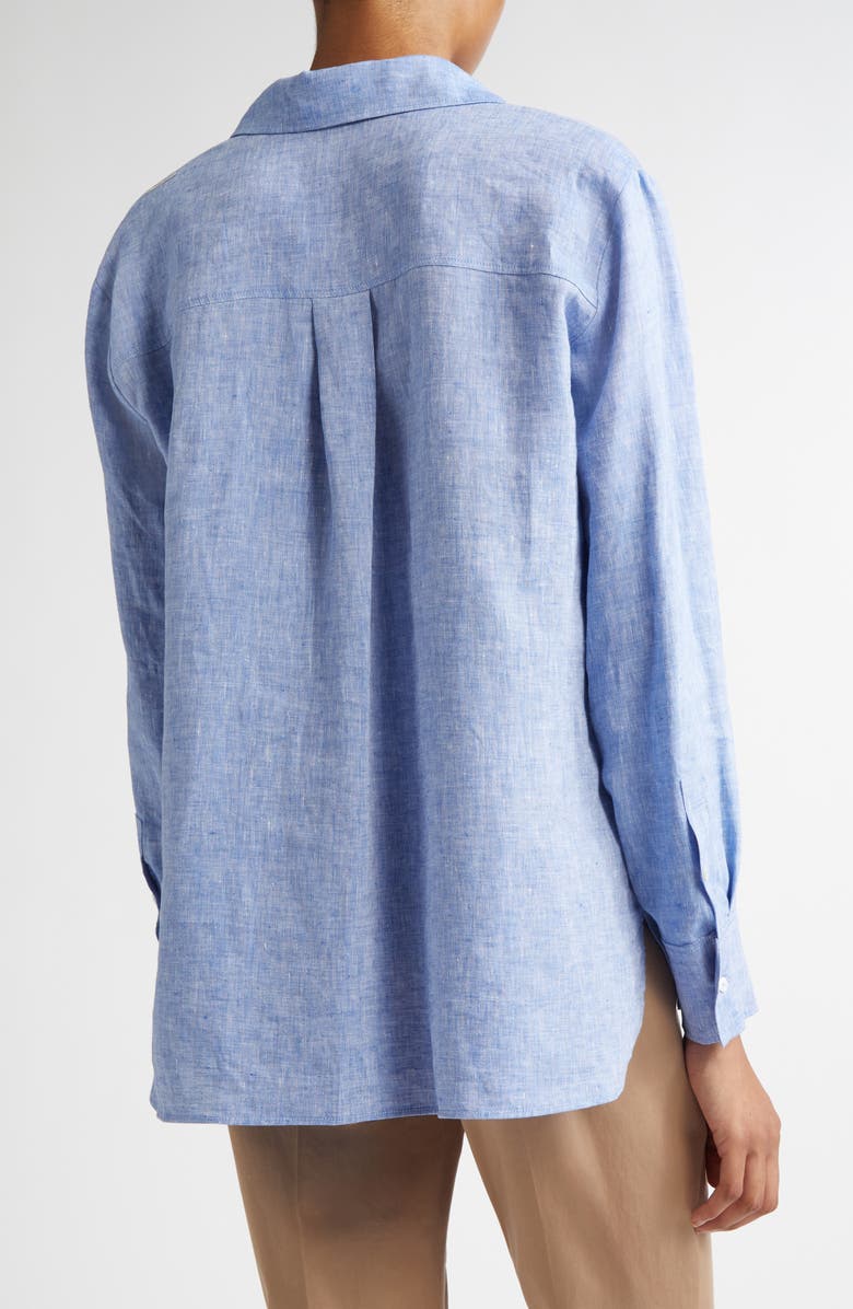 Max Mara Elise Linen Button-Up Shirt, Alternate, color,