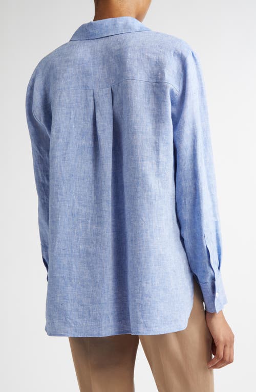 Max Mara Elise Linen Button-up Shirt In Blue Jeans