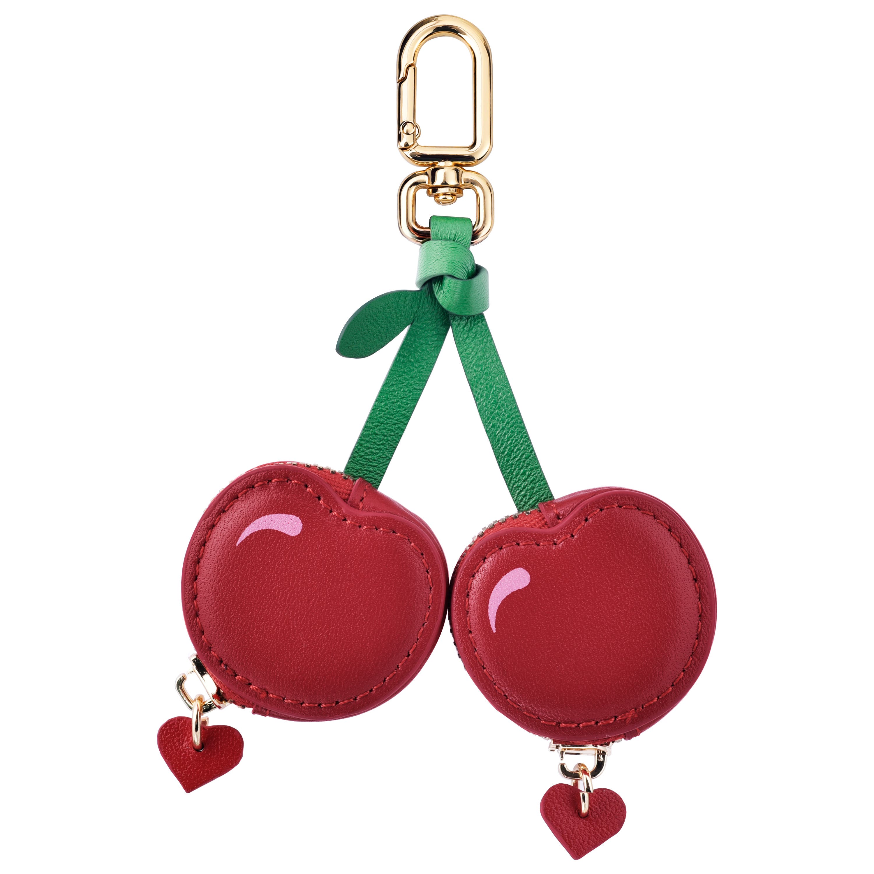 Leather AirTag Bag Charm, Alternate, color, Cherry Red