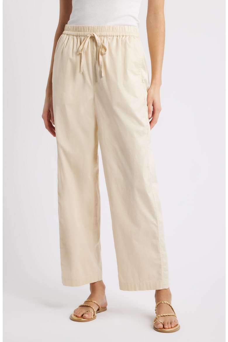 Stretch Cotton Drawstring Ankle Pants, Main, color, BEIGE BURNT