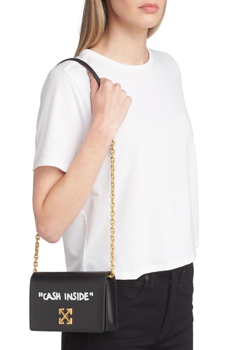 Off-White Jitney 0.5 Quote Leather Shoulder Bag, Alternate, color,