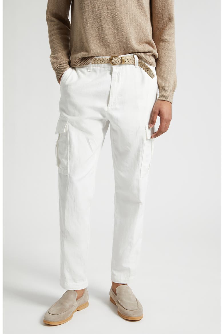 Cotton & Linen Cargo Pants, Main, color, 01 WHITE