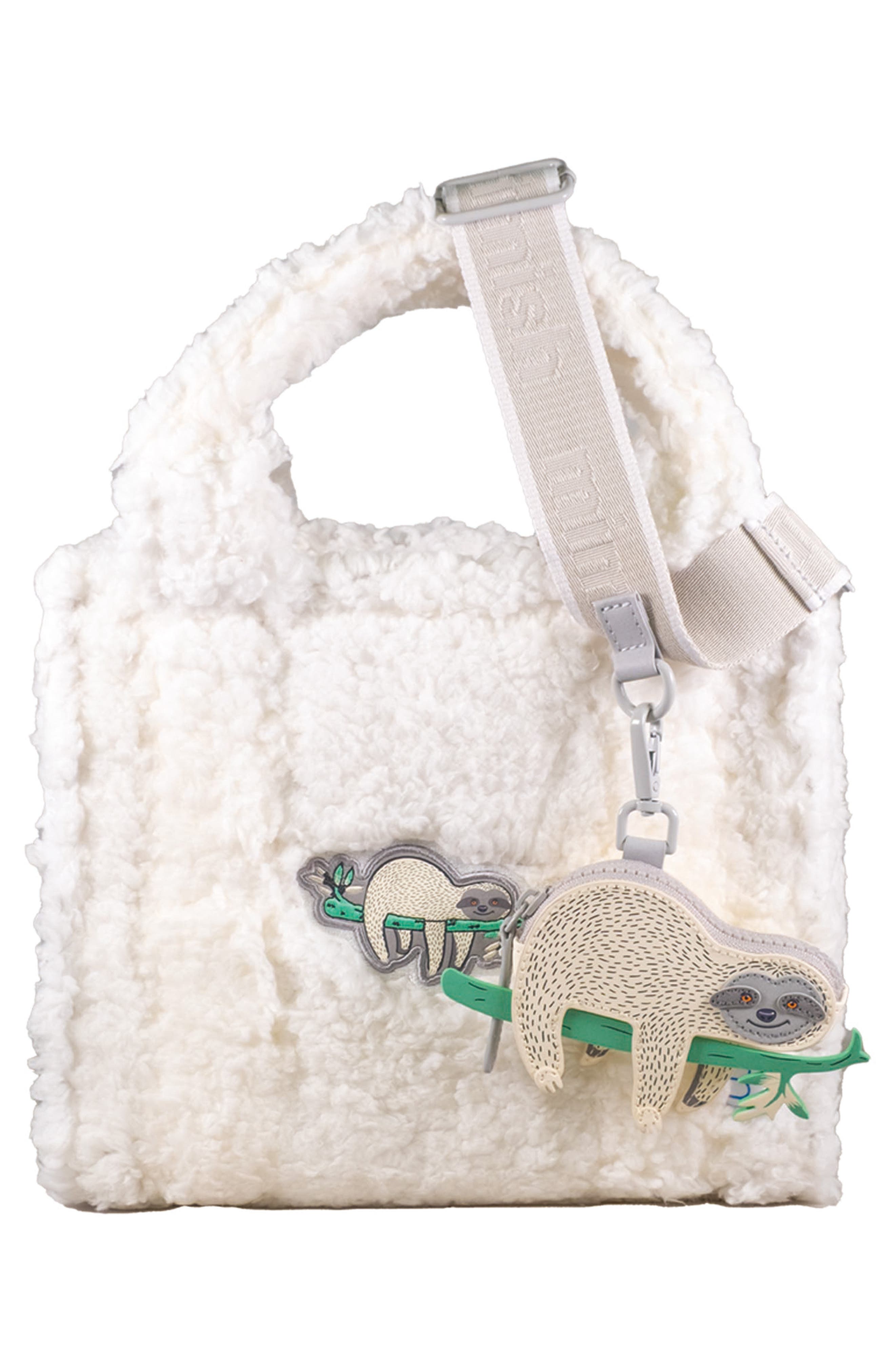 mimish Kids
 Faux Shearling Tote, Alternate, color, Lounging Sloth