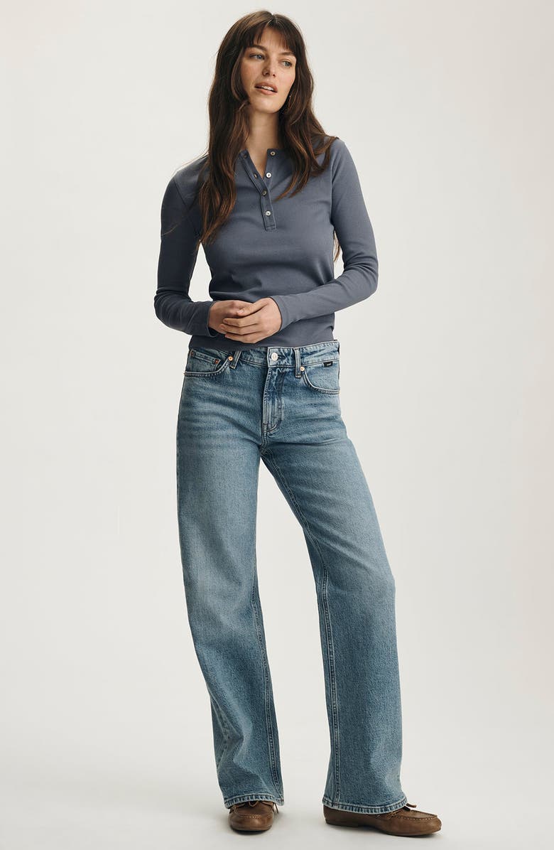 Mavi Jeans Stretch Cotton Rib Henley, Alternate, color,