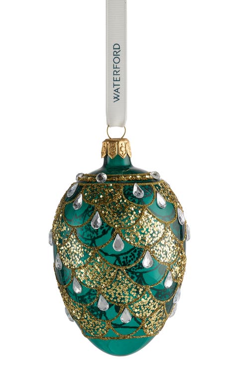 Holiday Heirlooms Green & Gold Oval Glass Ornament