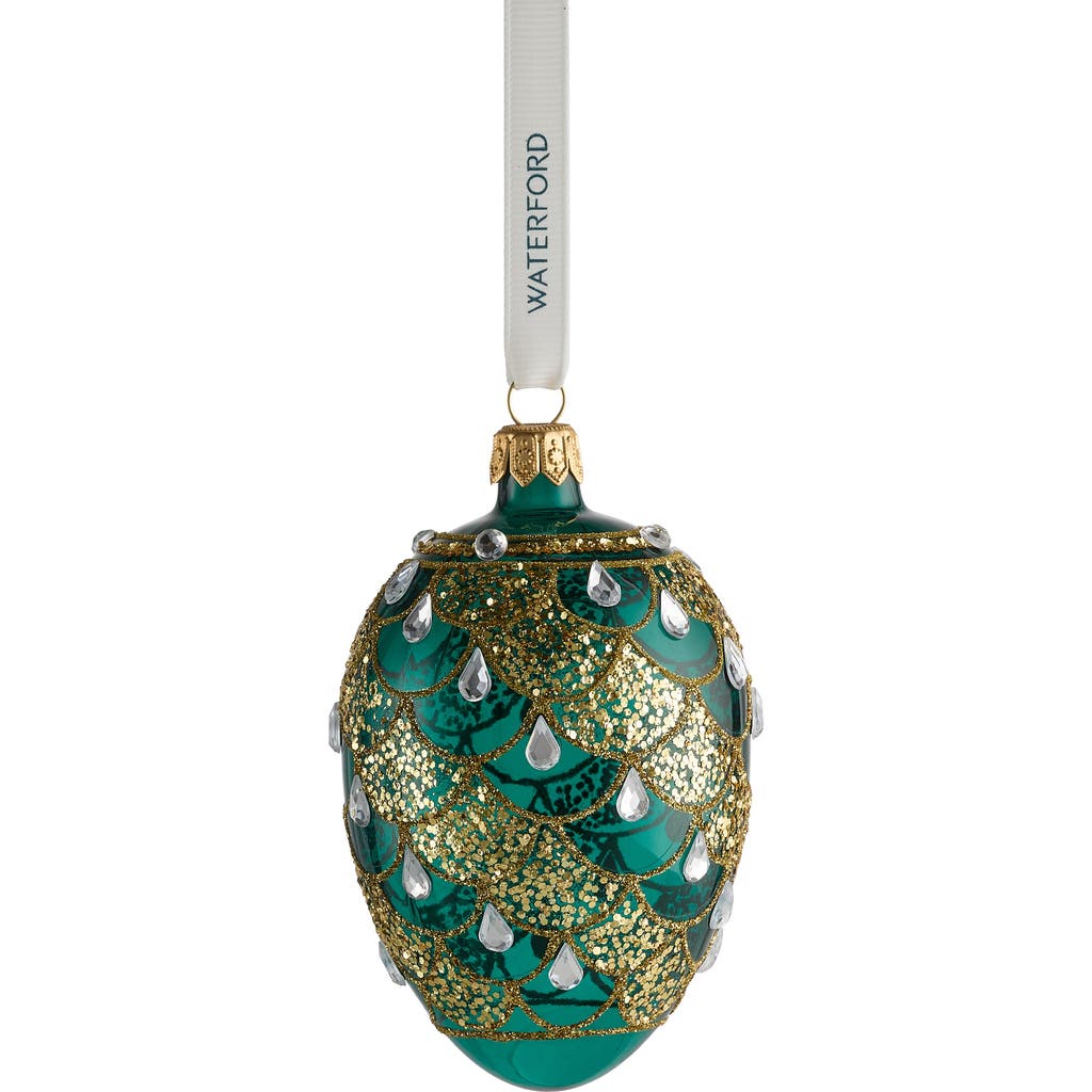 Waterford Holiday Heirlooms Green And Gold Oval Ornament In Multi