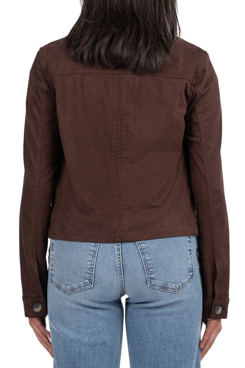 Maddie Faux Suede Trucker Jacket, Alternate, color, CHOCOLATE