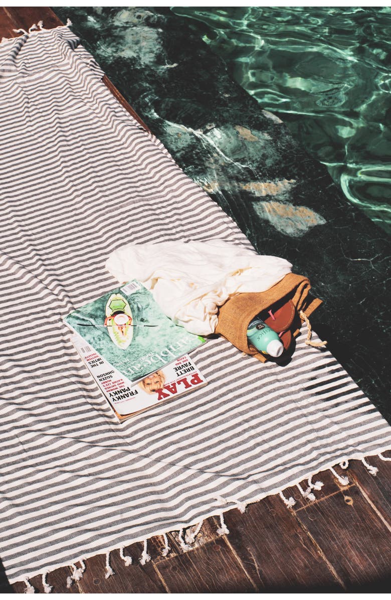 Sunkissed Sand Free Beach Towel - Striped, Alternate, color, Bondi Black