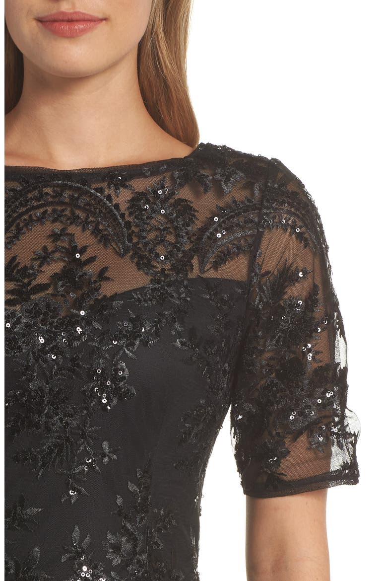Sequin High/Low Gown, Alternate, color, BLACK