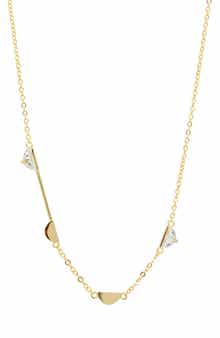 SAVVY CIE JEWELS Half Moon Station Chain Necklace
