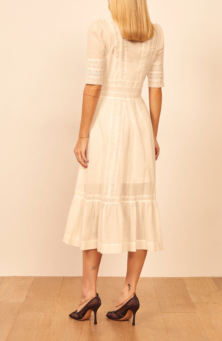 Reformation Oxford Organic Cotton Eyelet Midi Dress, Alternate, color, 