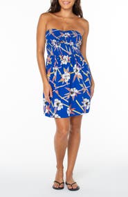 Roxy Fling Floral Smocked Keyhole Minidress