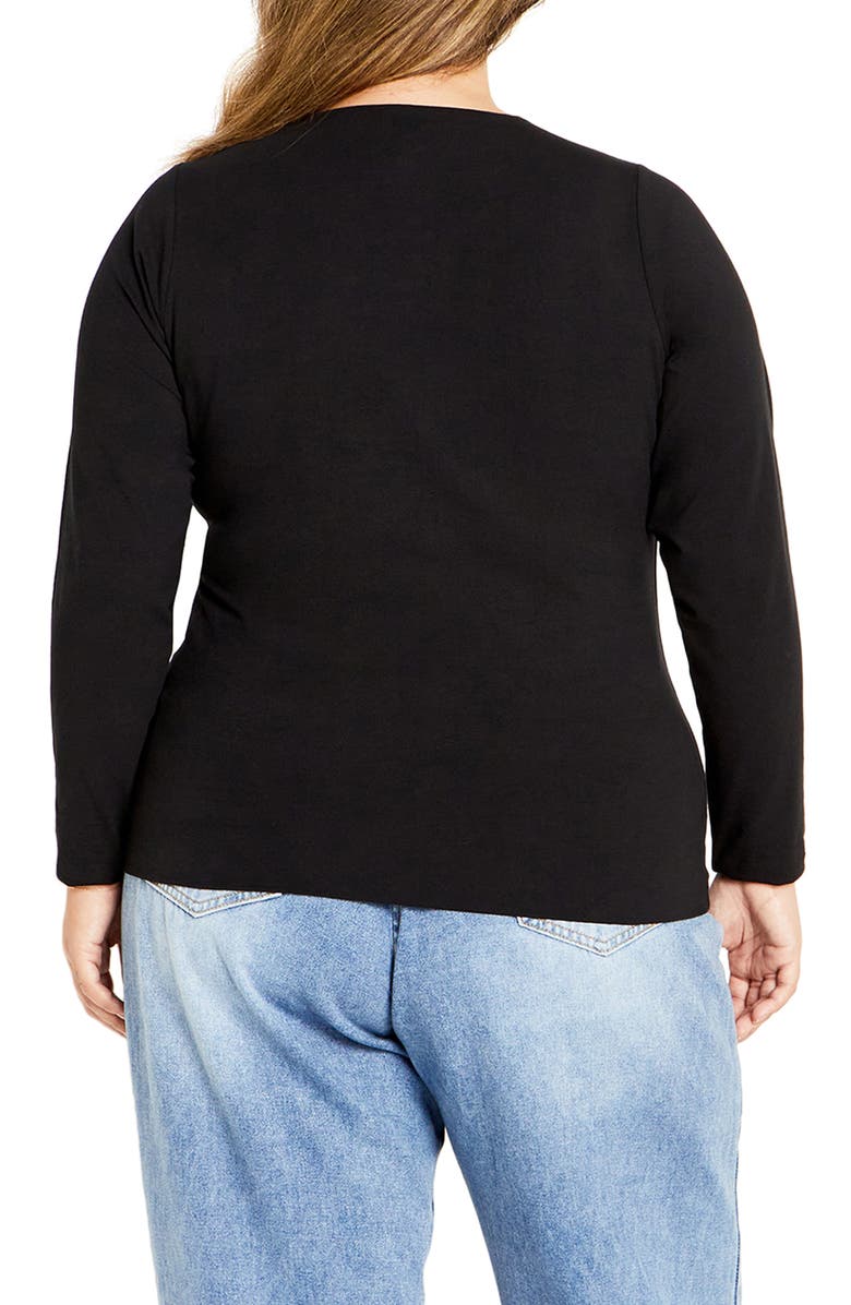 City Chic Noa Long Sleeve Stretch Cotton Top, Alternate, color, 