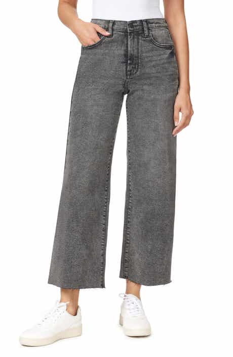 Kensie High Waist Raw Hem Wide Leg Jeans