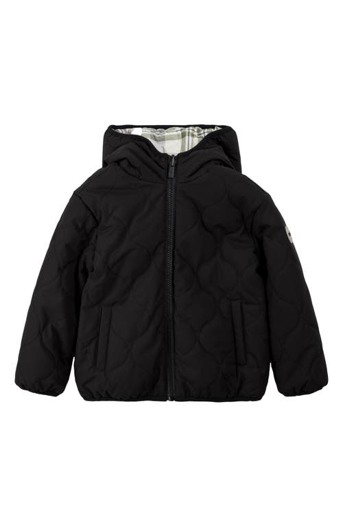 Miles The Label Kids' Reversible Quilted Hooded Jacket In Black