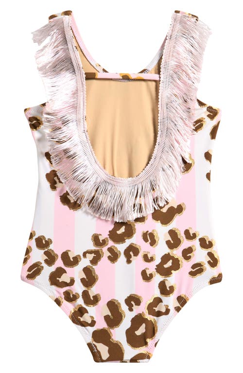 Shade Critters Kids' Fringe Metallic One-piece Swimsuit In Pink Multi