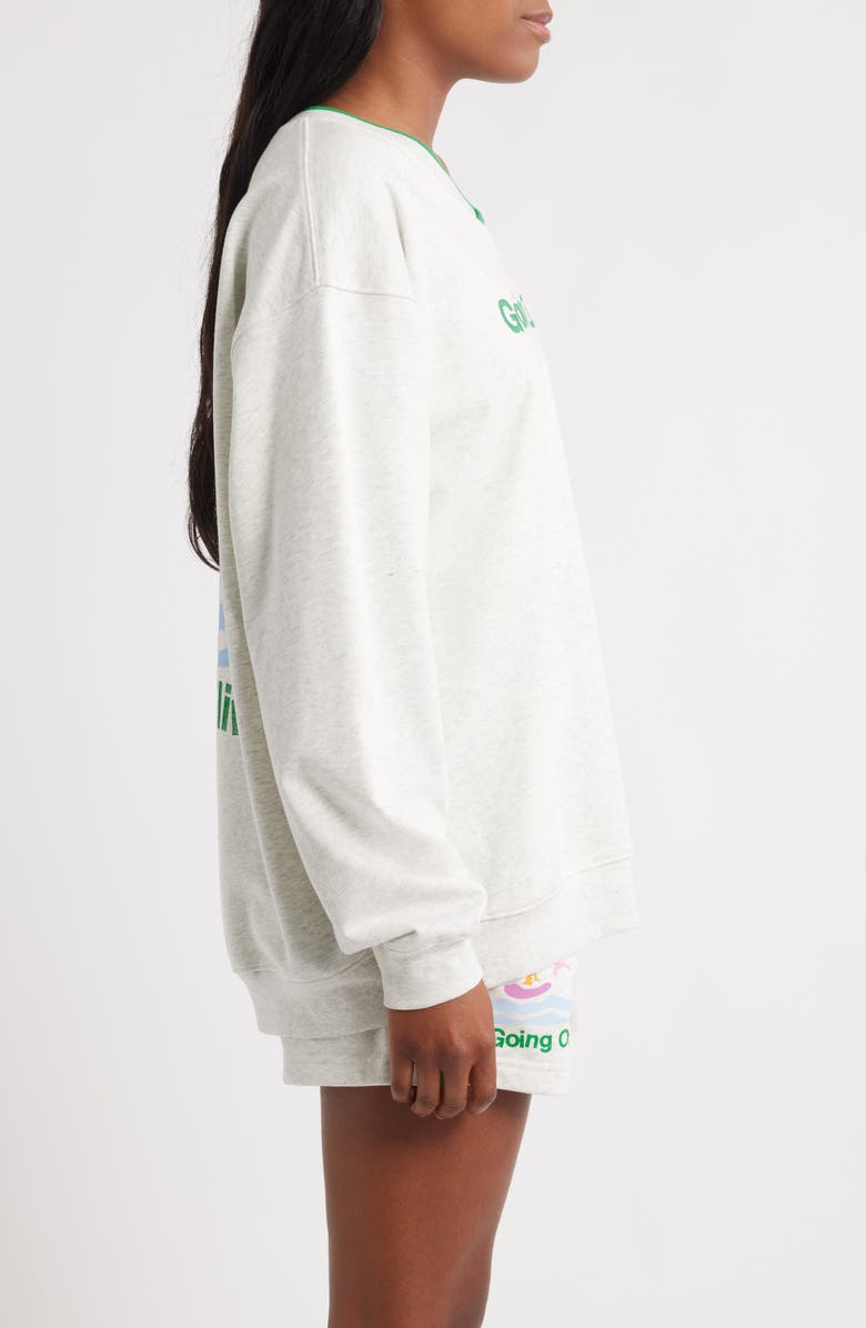 THE MAYFAIR GROUP Going Offline Embroidered Oversize Fleece Sweatshirt, Alternate, color, Grey