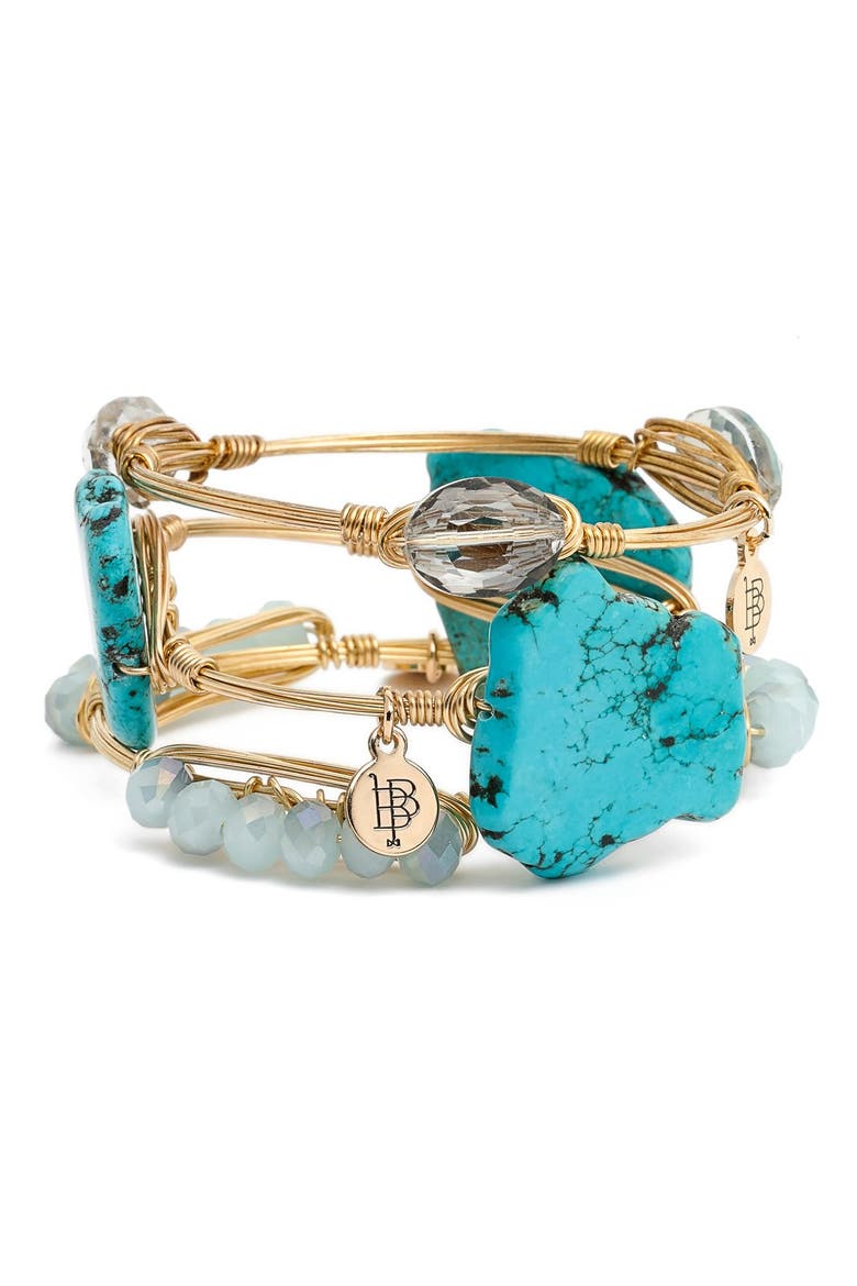Bourbon & Boweties Stone Bracelets, Main, color, TURQUOISE/ SMOKEY/ BLUE