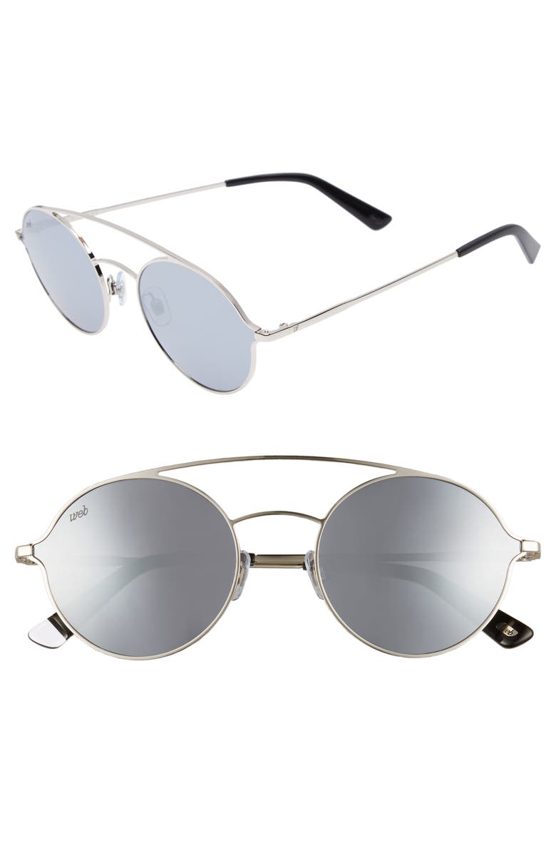 Web 56mm Round Aviator Sunglasses, Main, color, 