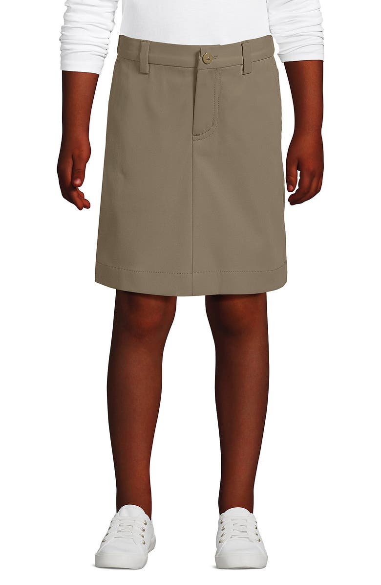 Lands' End School Uniform Girls Active Chino Skort Top of the Knee, Main, color, Khaki