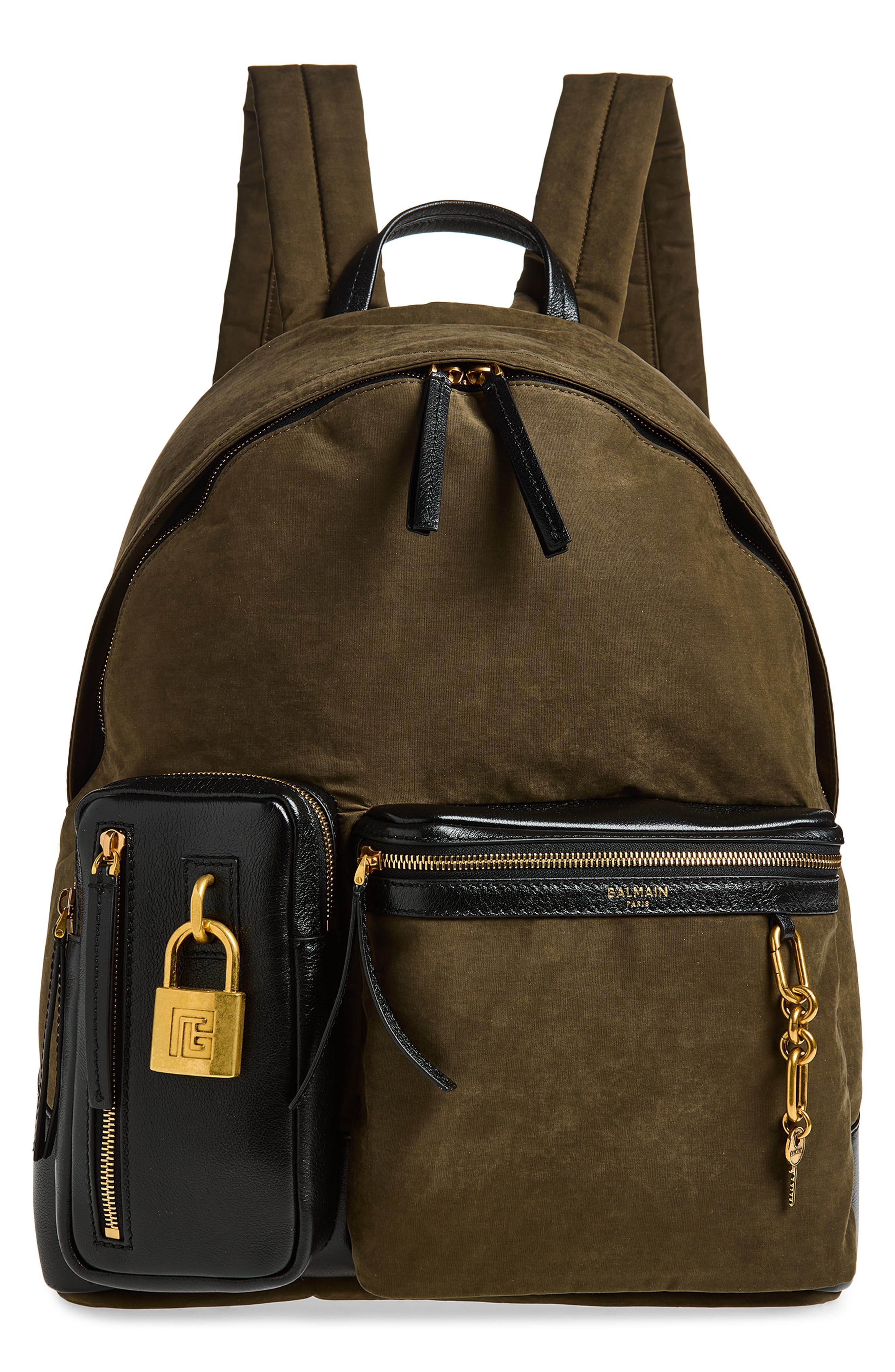 Balmain Pulse Backpack, Main, color, Uij Khaki/ Black