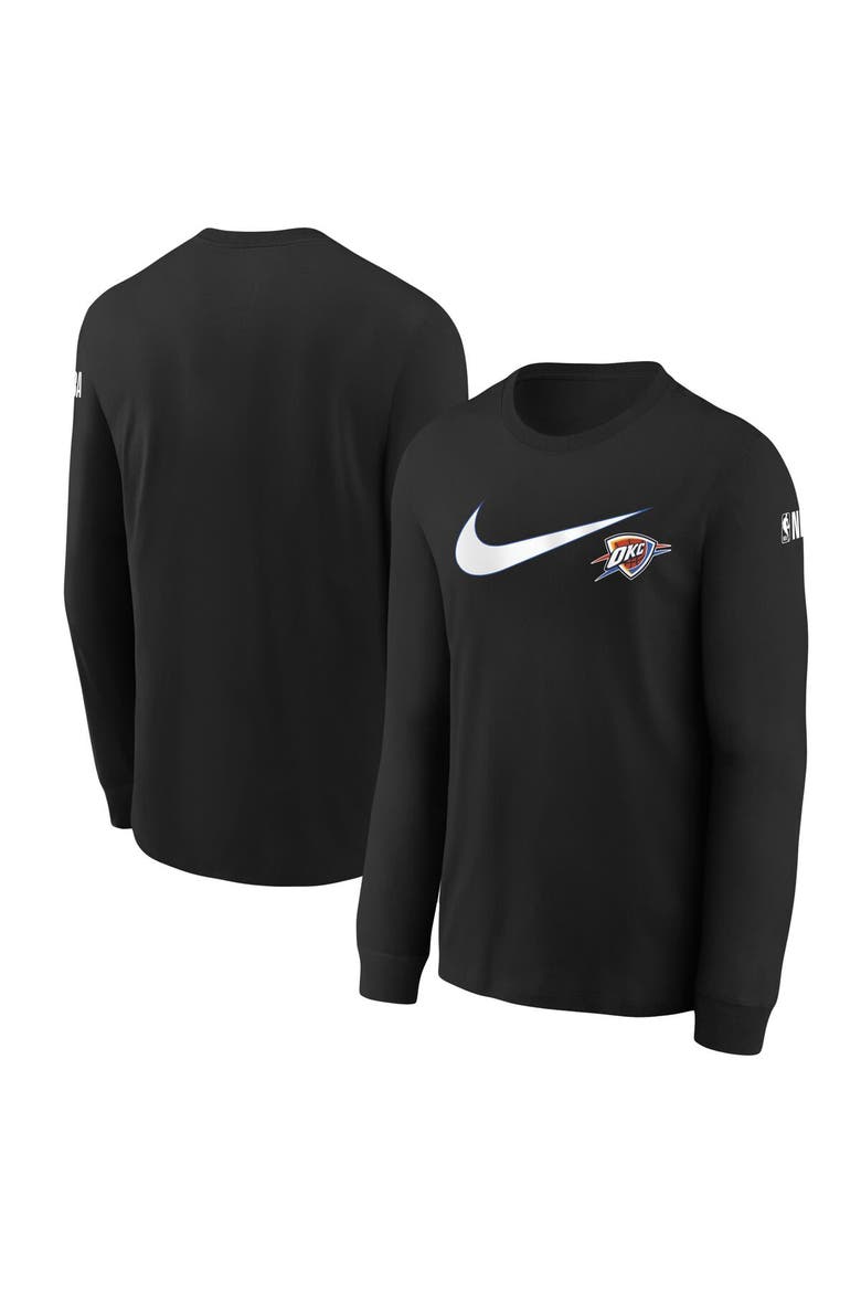 Youth Nike Black Oklahoma City Thunder Swoosh Long Sleeve T-Shirt, Main, color, Black