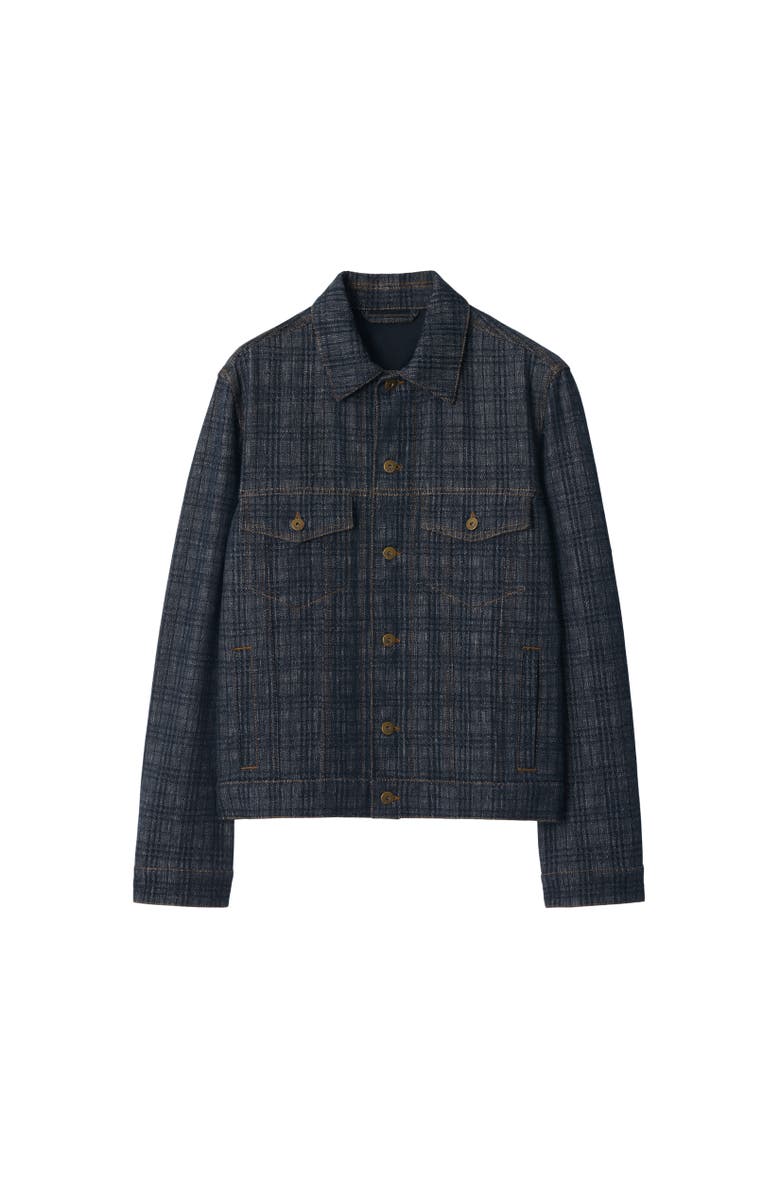 Burberry Check Denim Jacket, Alternate, color, Indigo Blue