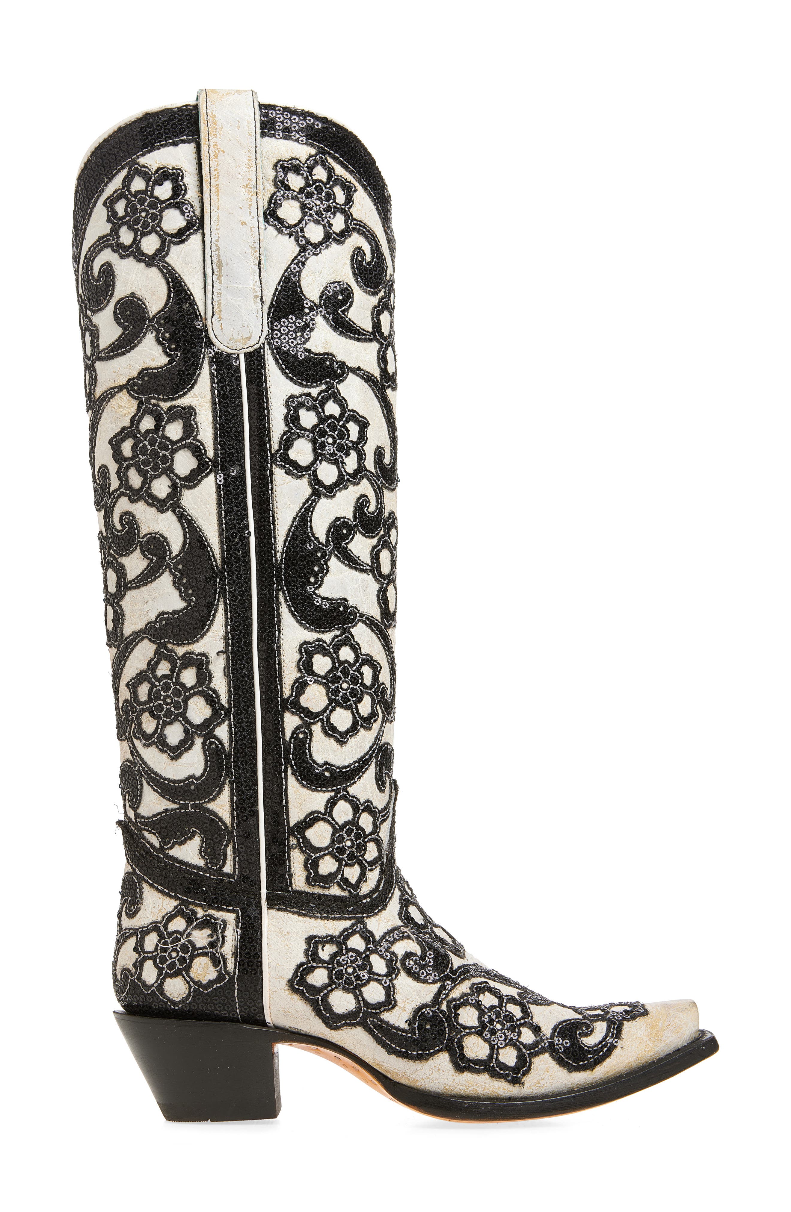 CORRAL Sequin Embellished Overlay Western Boot, Alternate, color, 