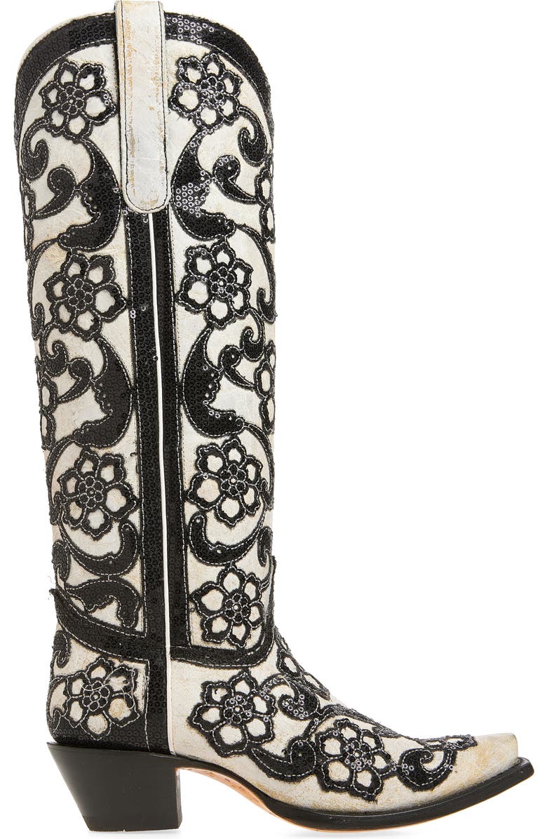 CORRAL Sequin Embellished Overlay Western Boot, Alternate, color,