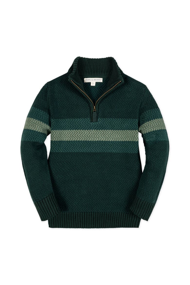 Kids' Organic Half Zip Stripe Sweater, Main, color, Pine Chevron Chest Stripe
