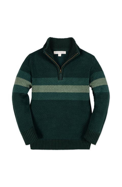 Kids' Organic Half Zip Stripe Sweater