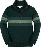 Hope & Henry Kids' Organic Half Zip Stripe Sweater