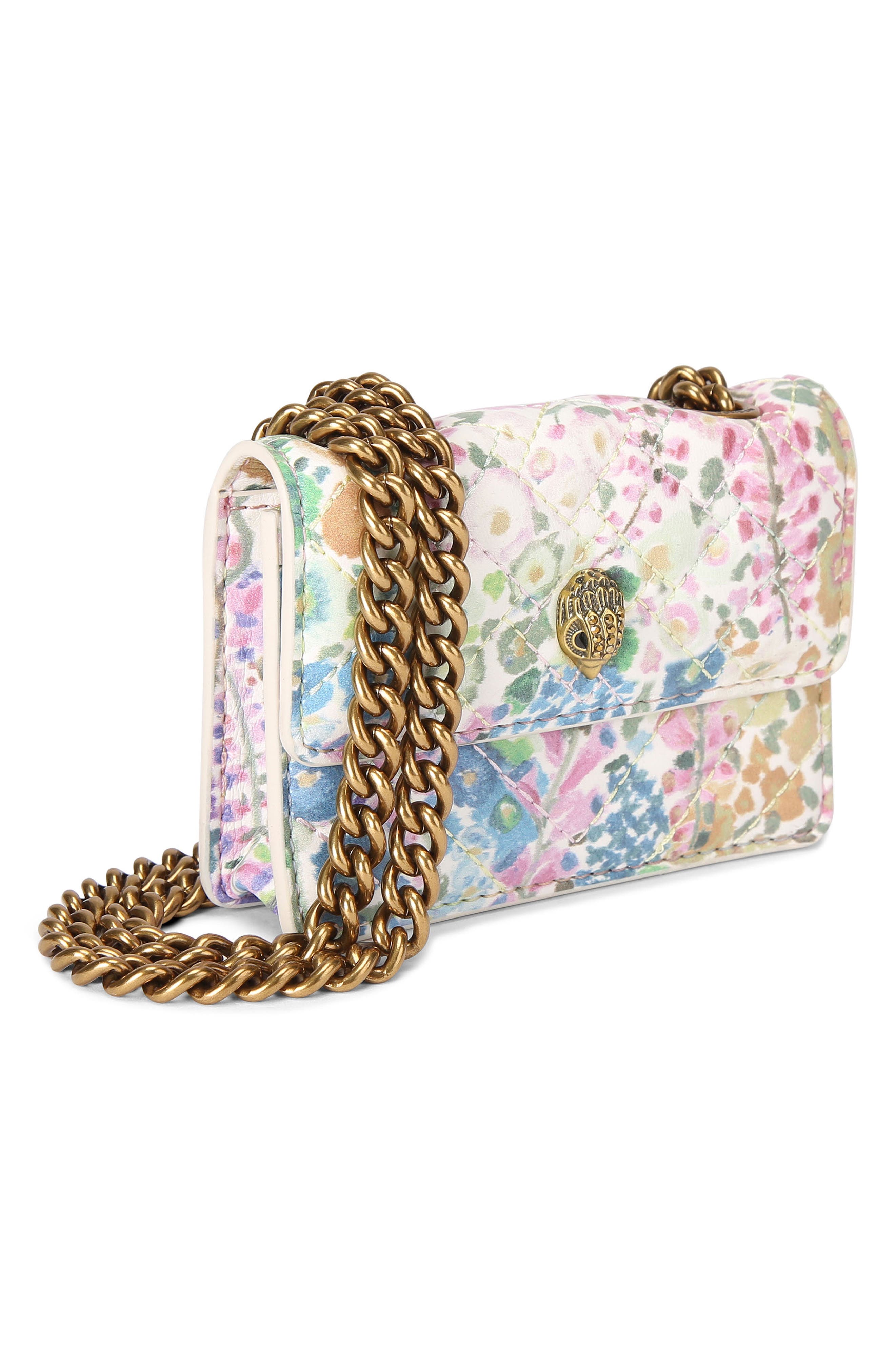 Kurt Geiger London Floral Couture Micro Kensington Floral Quilted Crossbody Bag, Alternate, color, 