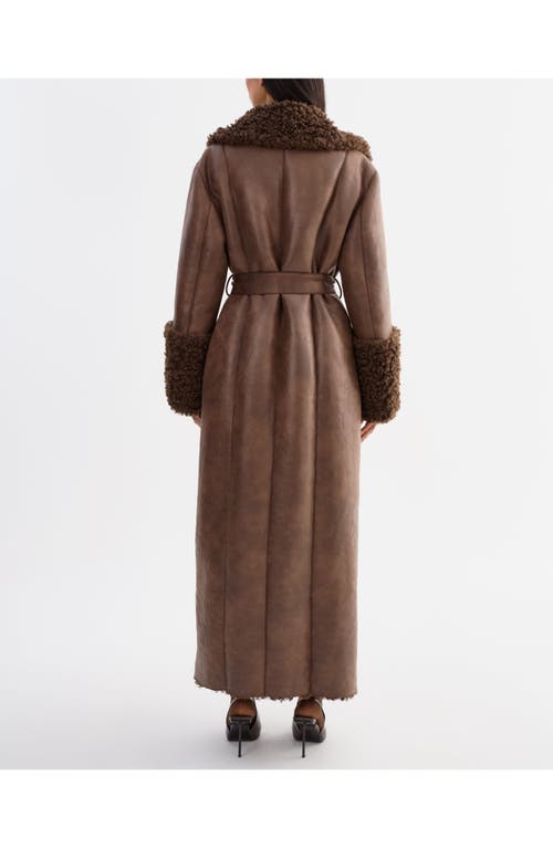 Lamarque Polly | Mixed Media Maxi Coat In Brown