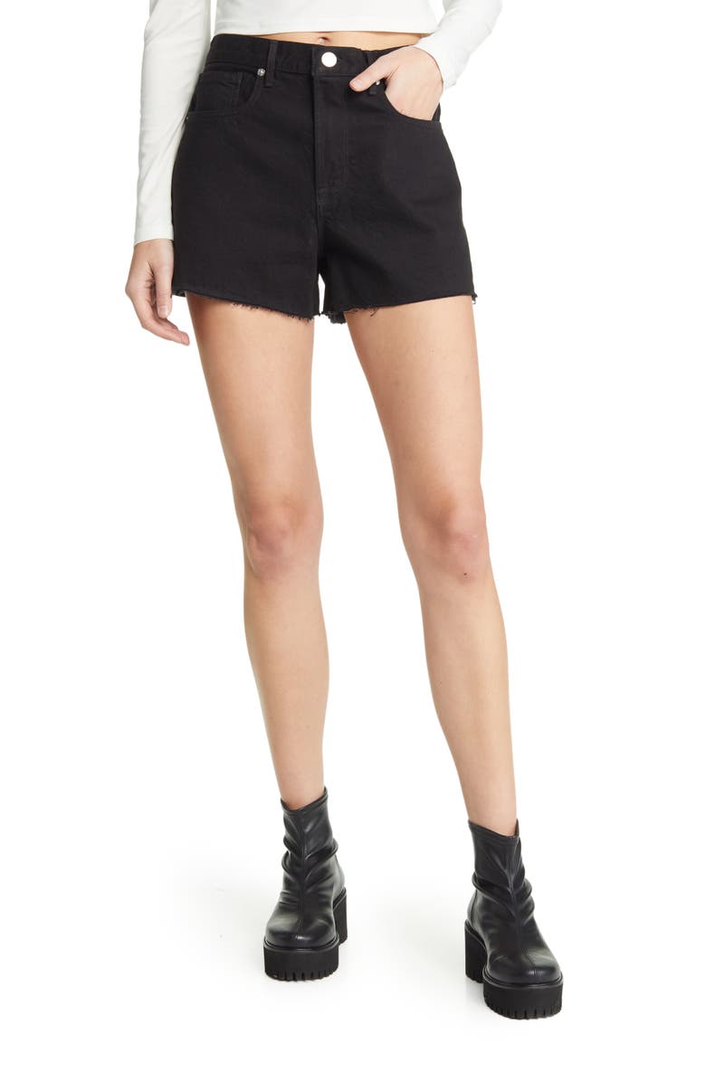 FRAME Le Brigette High Waist Raw Edge Denim Shorts, Main, color,