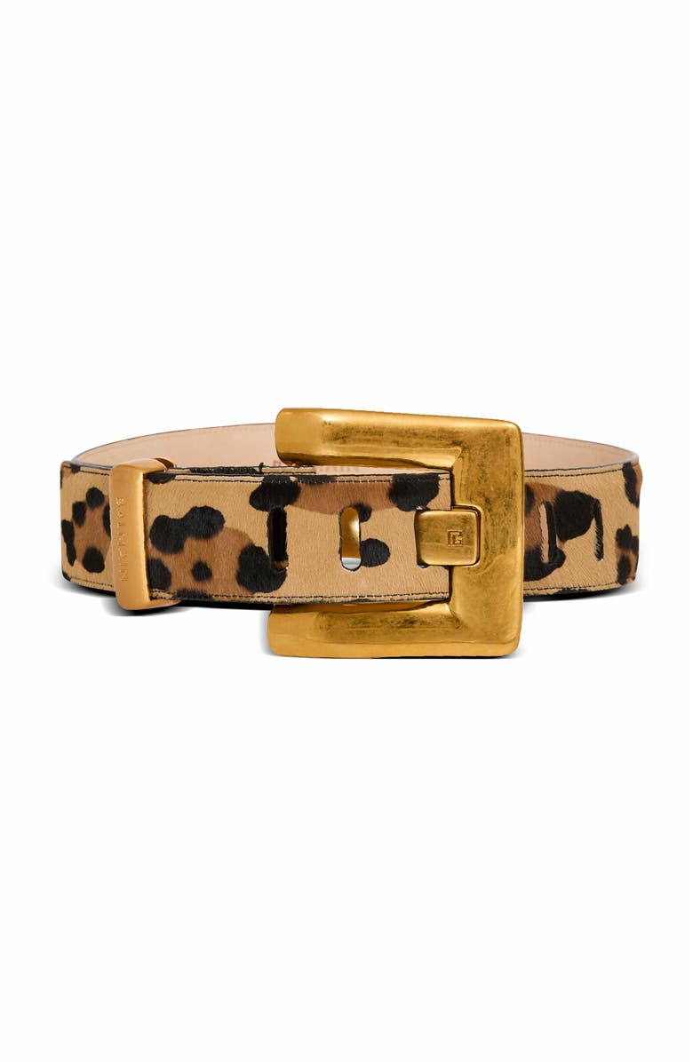 Balmain Anthem Leopard Print Leather Belt, Main, color, 
