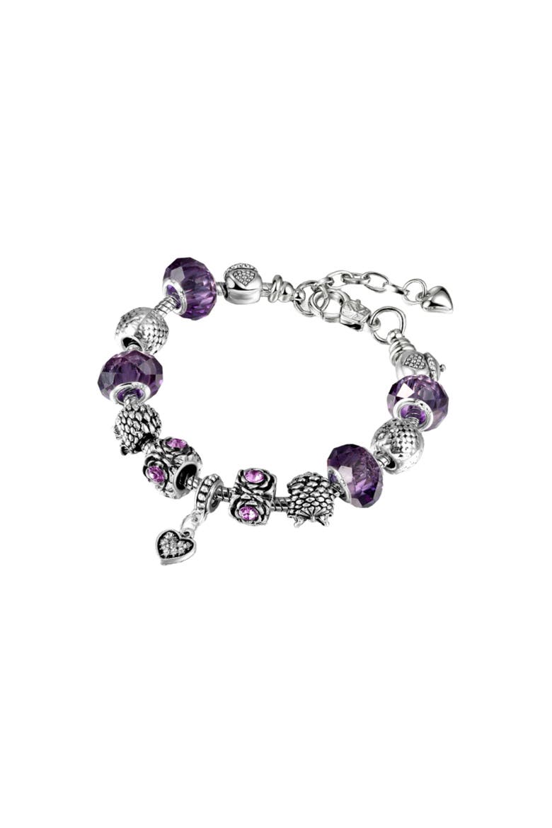 Purple Heart Charm Bracelet, Main, color, Purple